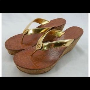 Tory Burch Thora leather wedge flip flop